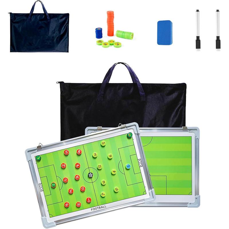 Soccer Coaching Board with Magnets and Marker Pen, Magnetic Soccer Coach Board, Soccer Dry Erase Whiteboard Clipboard, Coach Training Equipment