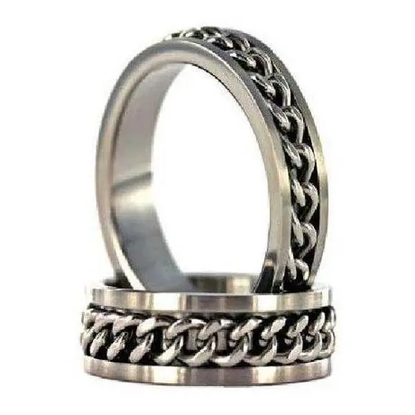 Men’s Titanium Ring with Spinning Chain and Polished Finish | 8mm