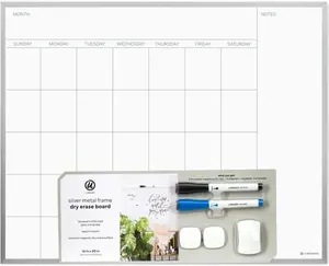 Silver Aluminum Frame 16x20 in. Magnetic Monthly Calendar Dry Erase Board