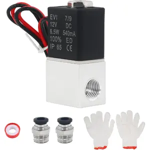 Electric Solenoid Valve 1/4 Inch NPT 12V /24V DC Air Valve 2V025-08 2 Way Normally Closed Solenoid Valve for Water Air Gas Fuel Oil (or 2V025-06)