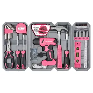 8V Cordless Drill Set & Tool Kit for Women – Ladies Complete Rechargeable Electric Power Drill Driver with Starter Tools, Compact Hand Toolbox, Pink, Ideal for Home Projects