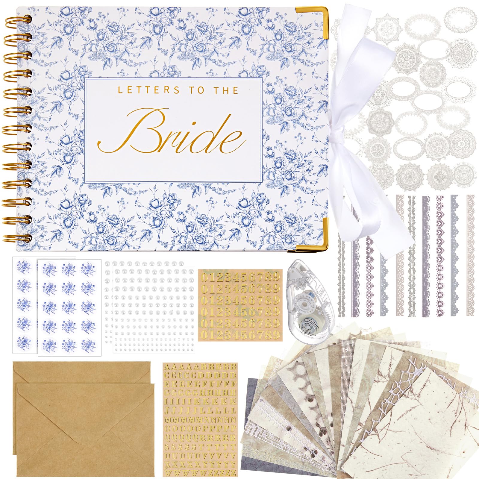 Letters to the Bride Book Wedding Gift - Heartfelt Wedding Letters Scrapbook for Bride, DIY Bridal Shower Gift from Bridesmaids & Mom, Elegant Pearl Decor Keepsake Memory Book for Wedding Morning