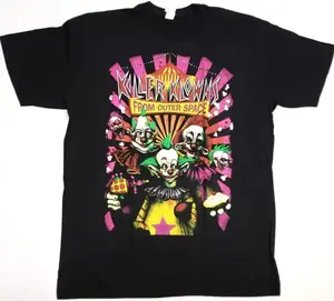 Killer Klowns From Outer Space T-shirt Scary Horror B-Movie Graphic Tee Men's Unisex Soft Cotton Crewneck Short-Sleeved Streetwear Casual Top 100% Cotton Classic Printed Round Neck T-Shirt Graduation Gift Boyfriend Shirt Oversized Tshirt