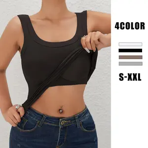 Z EssElegance Ribbed Workout Tank Tops for Women with Built-in Bra Tight Racerback Scoop Neck Athletic Top for Summer and All Seasons S-XXL