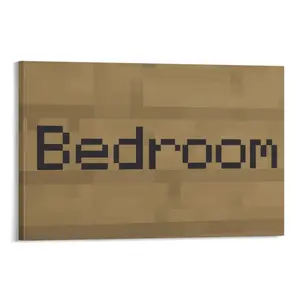 Vintage Wood Grain Pixel Room Sign Canvas Wall Art, Decor for Game Room, Dorm, Bedroom, Bathroom, Bar, Cafe, Cottage