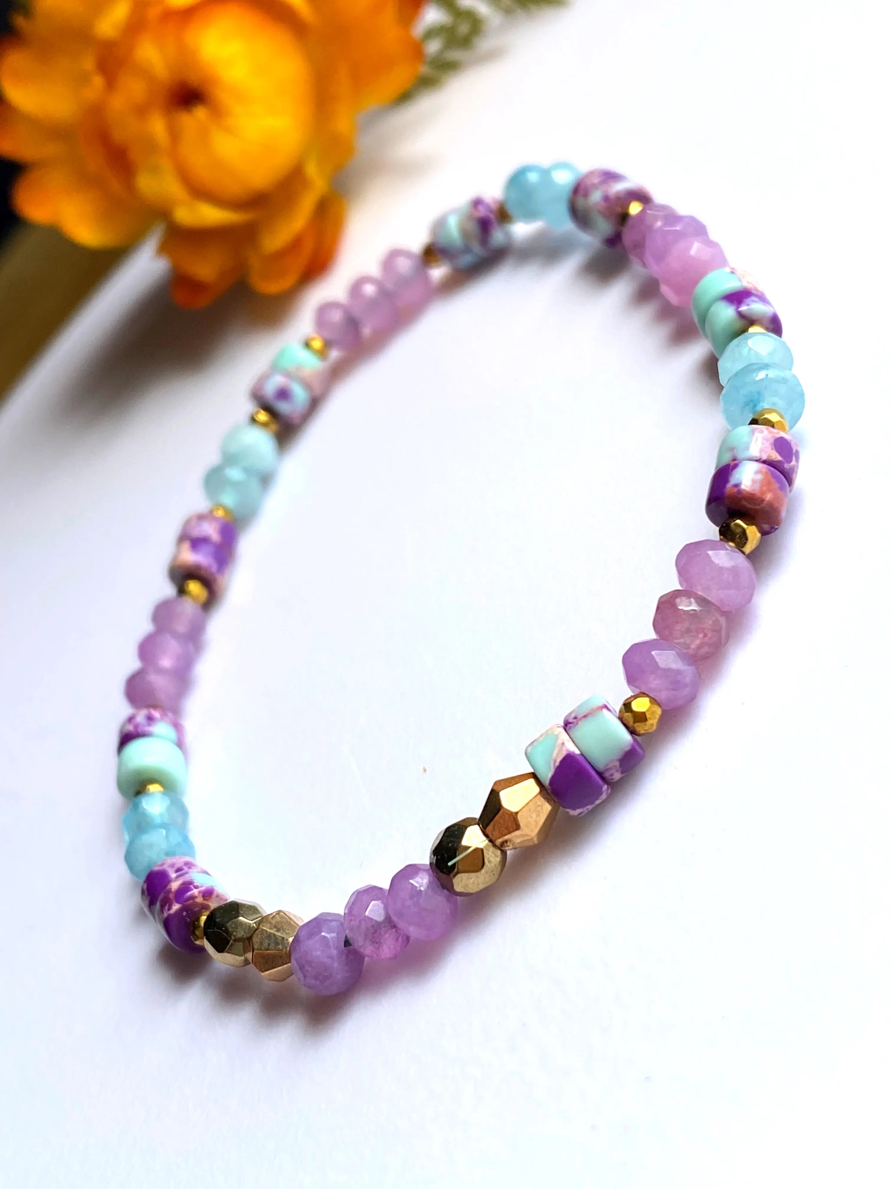 Purple Chalcedony Imperial Jasper Minimalist Bracelet