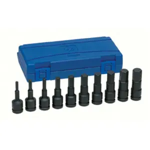 212 MAIN Grey Pneumatic 1498MH 0.5 in. Drive 10-Piece Metric Hex Driver Set, Impact Sockets, Industrial High-Torque Tool with Enhanced Strength Metal Construction