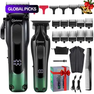 Professional Hair Clipper Set, 1 Set Electric LED Display Beard Trimmer & Clipper & Accessories, USB Rechargeable Hair Trimmer Kit for Men
