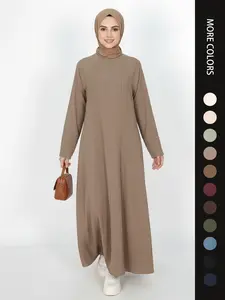 Elegant Simple Pleated Zipper Abaya, Modest Islamic Clothing for Women, Stylish Long Sleeve Dress, Perfect for Special Occasions, Loose Abaya, Traditional Abaya