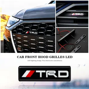 Trd Car Front Grille Grill Light with Emblem Logo, High-Visibility Personalized Decoration, Fits Multiple Vehicle Models, Led Car Lights
