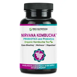 Trio Nutrition Nirvana Kombucha | Billions Multi-Strain Probiotics, Prebiotic & Organic Kombucha Tea Capsules
