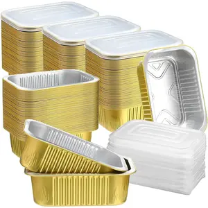 50 Pack 30oz Aluminum Foil Pans with Lids, 7"x5" Bread Loaf Pan Disposable Cake Tin, Foil Containers, Disposable for Heating