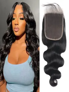 5x5 HD Lace Closure Human Hair, Body Wave Closure 8-18 Inch, Free Part 100% Human Hair Extensions for Women, Pre Plucked with Baby Hair