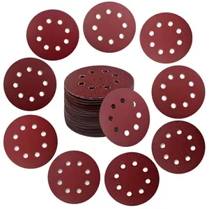 30PCS 5in 8 Holes Sanding Discs 60 120 240 400 600 800 1000 1200 1500 2000 Grit Red Sandpaper Sander Round Dustless Sand Paper for Woodworking Automotive Stone Plastic Craft Polishing