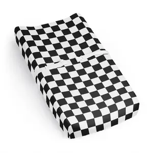 Sweet Jojo Designs Baby Changing Pad Cover Sheet (Black and White Gingham Checkered Plaid) for Boys or Girls, Infant/Newborn Diaper Change Table Mat Covers (Vintage, Classic Checkerboard, Racing Flag)