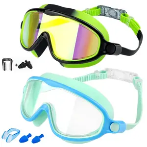 Swim Goggles for  Kids  Swim Goggles 2 Pack, Wide View for Ages 3-15, Anti-Fog , Comfortable Fit, Easy to Wear, Perfect Gift for Boys Girls OutdoorfunMen Women, Anti-fog UV Protection No Leak 180° Wide View
