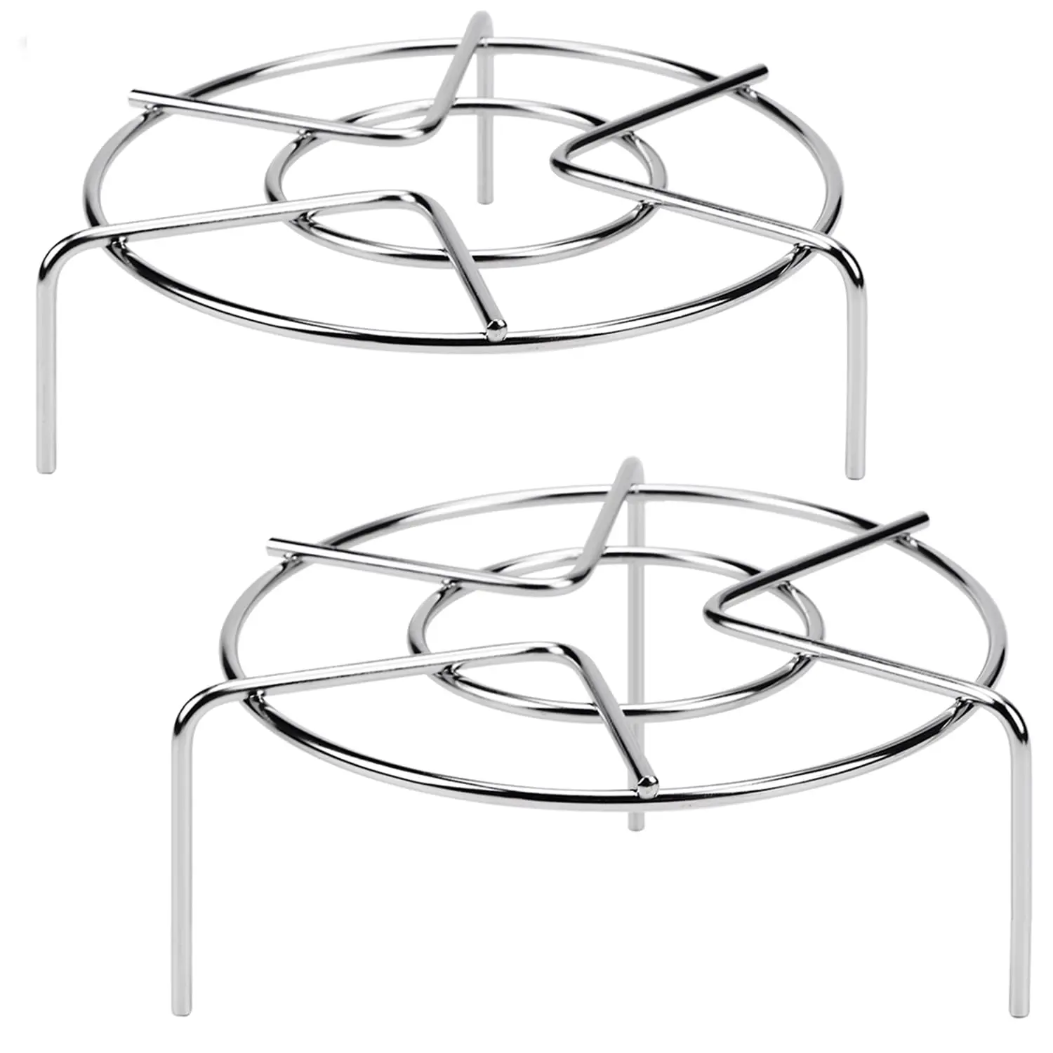Steamer Rack For Pots  2-4/5" And 2" Tall Trivet Instant Pot 6 Qt 8 18/8 Stainless Steel Steaming Fit Cooker (7" Dia - 2pcs)