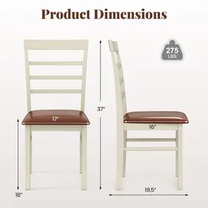 COSTWAY - PU Leather Upholstered Armless Wooden Dining Chair Set of 2-White