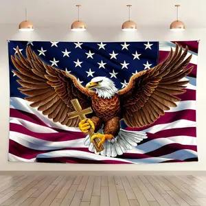 1PC Independence Day eagle tapestry wall decoration perfect for creating a patriotic home atmosphere ideal for bedrooms and living rooms enhances celebrations and gatherings vibrant stars and stripes design with majestic eagle suitable for uplifting home