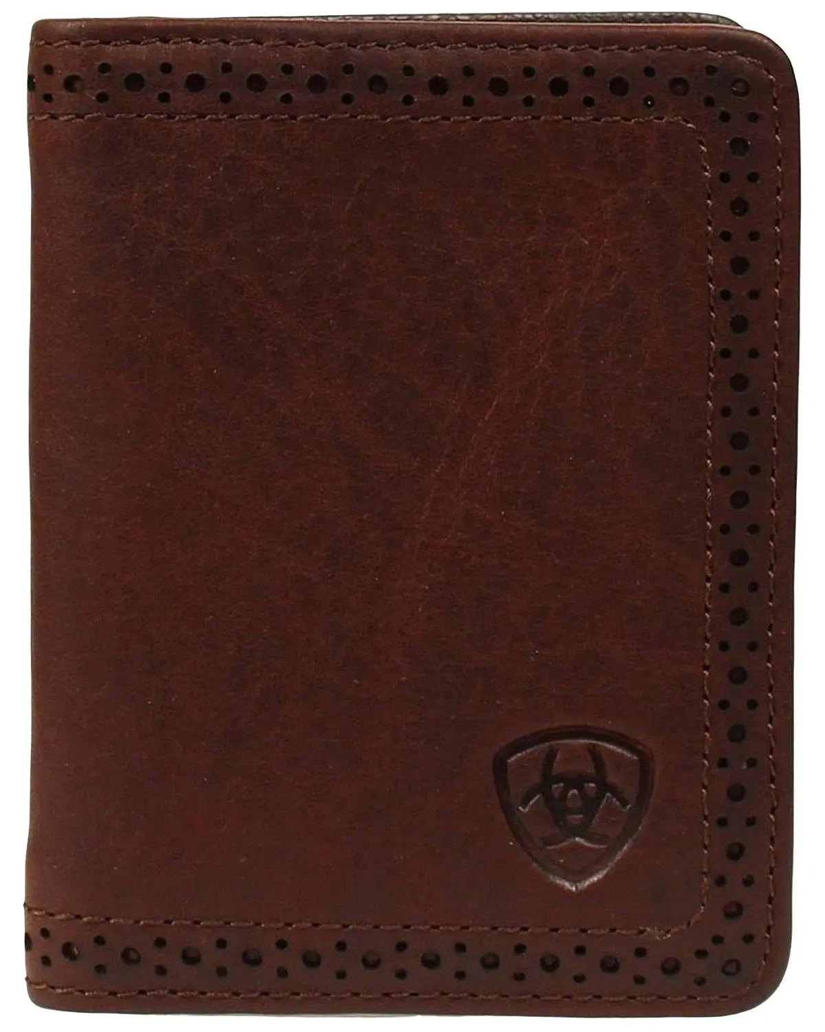 Ariat Men's Men'S Perforated Edge Embossed Logo Bi-Fold Wallet - A35128283
