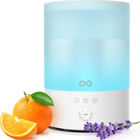 Everlasting Comfort 2.5L Top Fill Cool Mist Humidifier - Quiet Ultrasonic, Easy to Fill & Clean, Auto Shut-Off, 20 Hour Run Time, Corrosion-Resistant, 24V Plug-In, 24W Energy Save, High-Low Humidity Settings, Cleaning Kit Included for Bedrooms/Nurseries,