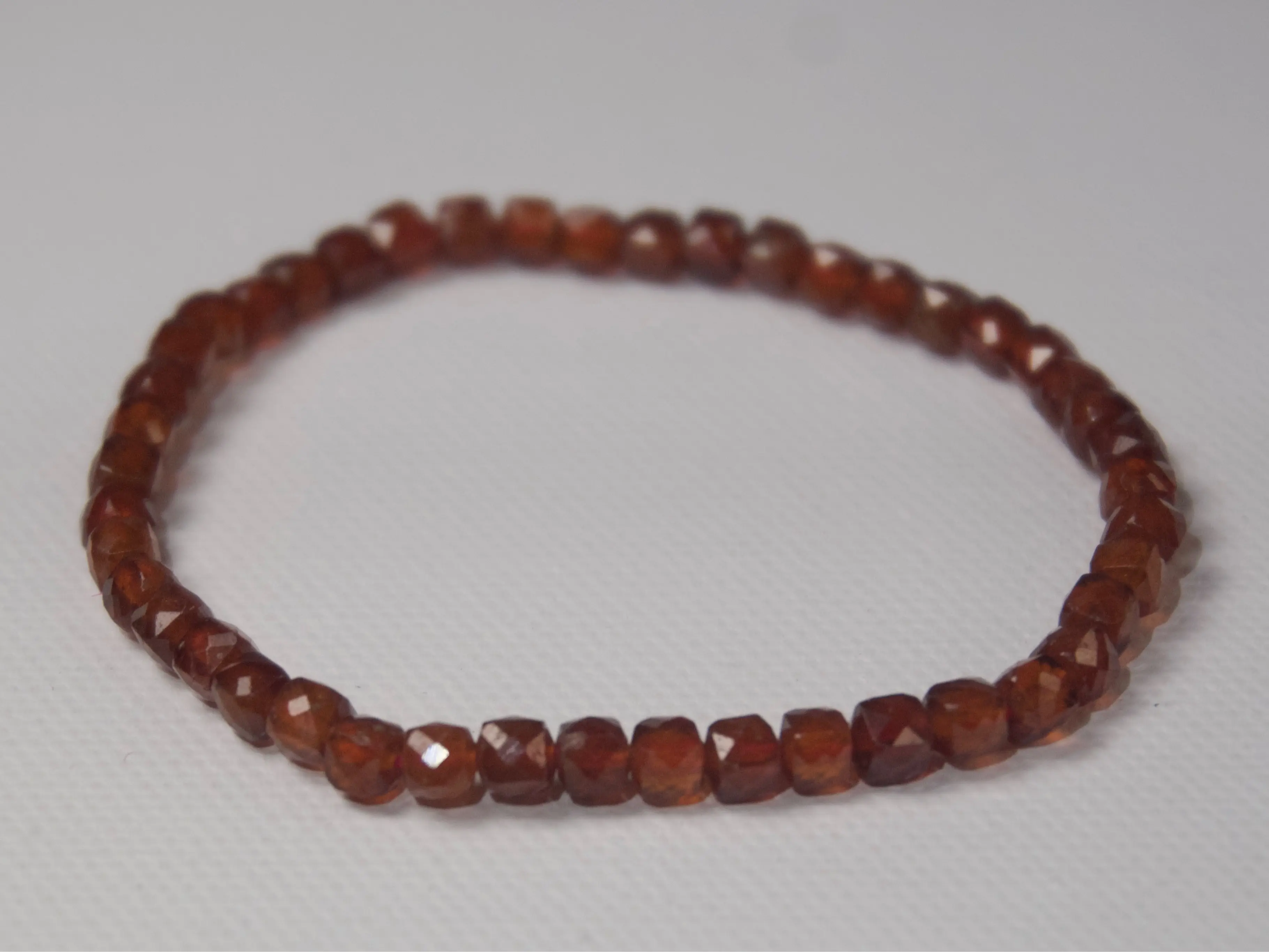 Natural Fanta Garnet Faceted Gemstone Stretch Bracelet – Orange Garnet Cube Bead Bracelet