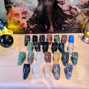 Mini Dragon Skull Carving - Handcrafted Stone Carvings in Various Colors and Sizes for Decorative Use