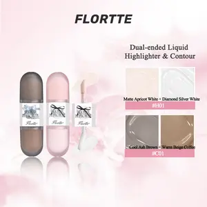FLORTTE Glass Sea Collection|Dual-ended Liquid Highlighter & Contour Effortless Bronzer Smooth Makeup for Natural-looking Definition Cosmetic Soft Focus Sculpting tik tok shop contour sticks