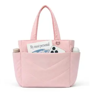 Five Seasons Home Puffy Laptop Tote Bag with 20L Large Capacity, Quilted Shoulder Bag with Multi-Pockets, Lightweight Padded Bubble Work Bag for Women, Fits up to 15.6-Inch Laptop