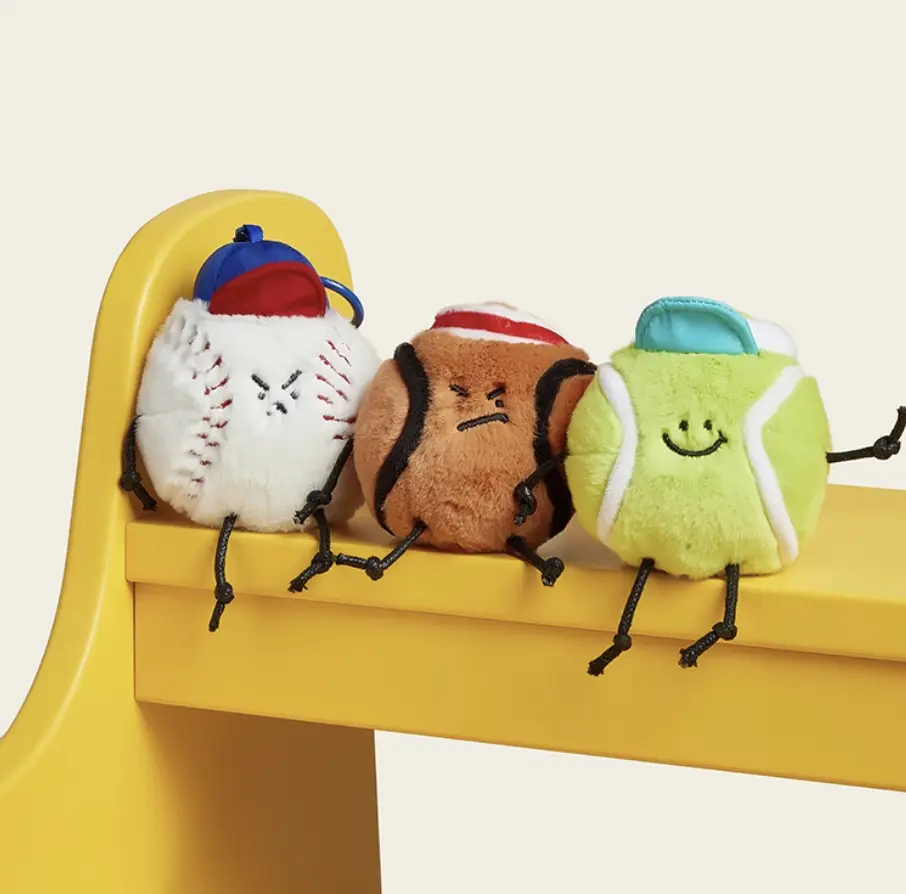 Handcrafted Plushie Charm - Small Sports Theme Enamel Bag Keychain with Baseball/Tennis Pendants, Unique Enamel Detailing for Sports Enthusiasts, Women's Purses
