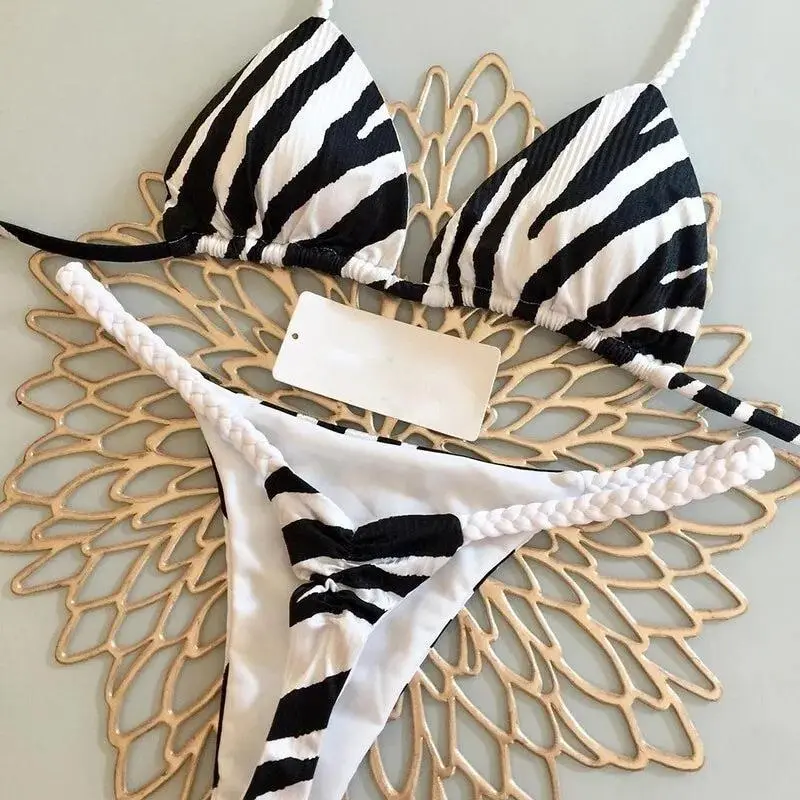 New Women's Bikini Split Print Swimwear Fashion G-string Beach Holiday New Women's Bikini Split Print Swimwear Fashion G-string Beach Holiday