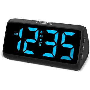 Digital  Clocks for Bedrooms, Loud  Clock with Dual Alarms, Bold Digits, 5 Dimmers, 4 Volumes, Snooze, Bedside Clock for Deep Sleepers  Teens Seniors, Plug in Clock, Easy to Set