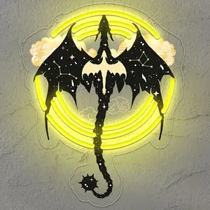 Fourth Wings Story of the Dragon Knight LED Neon Sign, Adjustable Wall Decoration Neon Lights, Study, Bedroom, Men's Cave, Book Lovers Gifts 11.4 * 14.17inches.