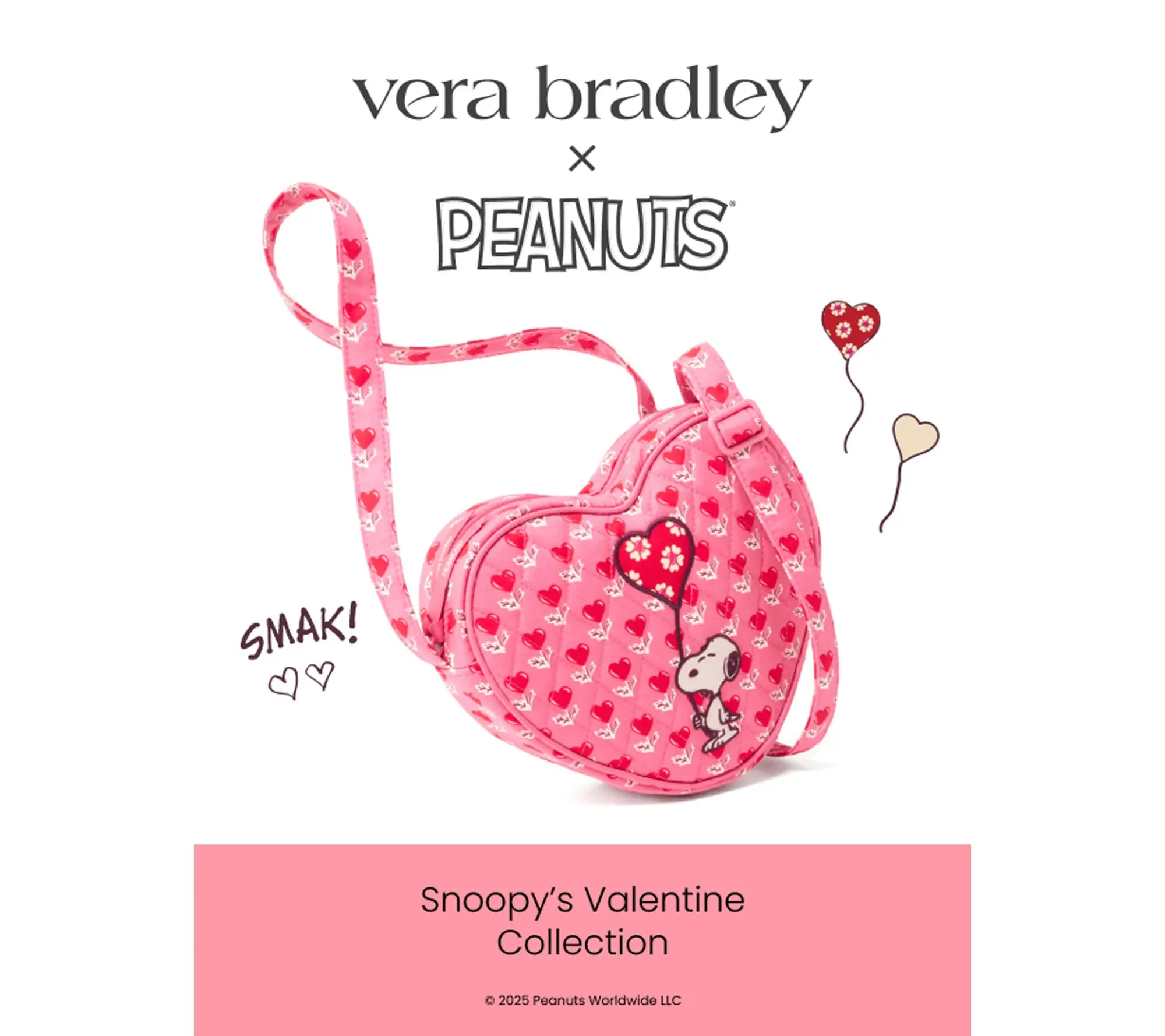 Vera Bradley Peanuts Verona Heart Crossbody