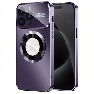 Luxury Magnetic Wireless Charging Phone Case with Large Viewing Window. Compatible with iPhone 17, 16, 15, 14, 13, 12, 11 Pro Max, Plus, and Air series. Features anti-drop PC back panel and protective lens design, with full MagSafe compatibility.