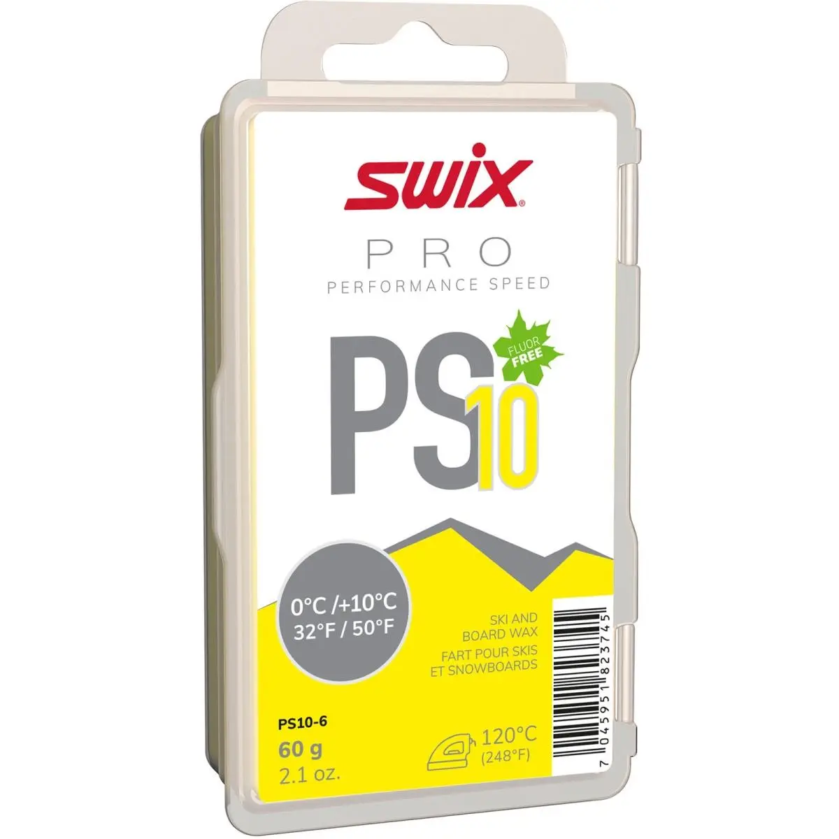 Swix Fluoro-Free Ski & Snowboard Glide Wax - Yellow PS10, Economic Training/Racing Base Prep Wax, Easy Application, Low Melting Point, 1-Minute Scraping Wait, Versatile for Warm Conditions, Economic Training Wax