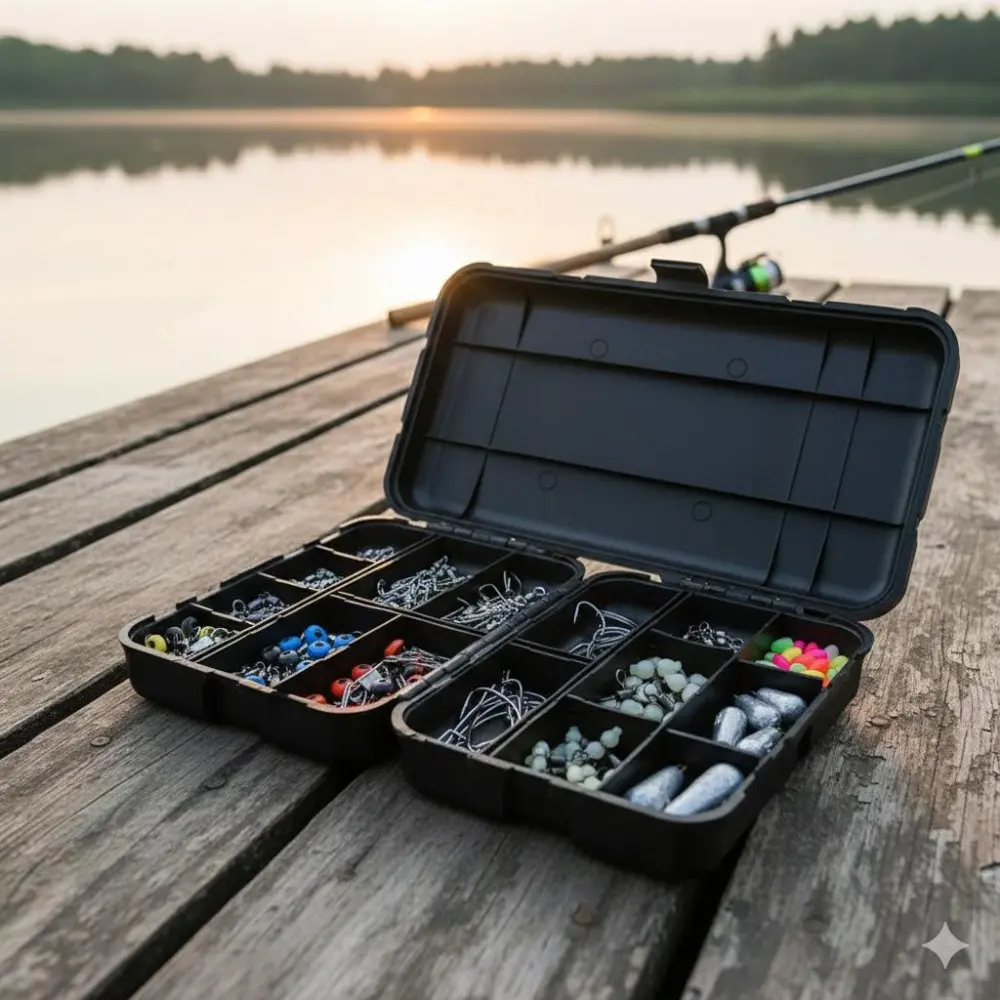 177pcs Portable Fishing Tackle Box Kit with Sinker Sliders, Swivel Sliders, Glow Beads, Rolling Swivels, Sinkers, Lead Hooks, Barrel Swivels for Freshwater Saltwater Fishing Gear