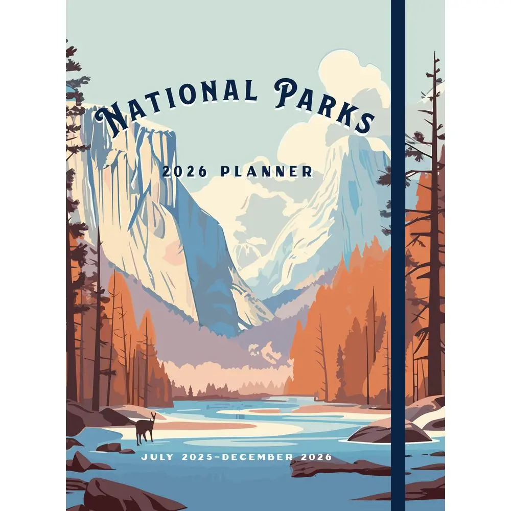Used National Parks 2026 Weekly Planner - July 2025-December 2026 by Editors of Rock Point, 18-Month Planner with Elastic Band, 18 Full-Month Calendar Spreads & Full Page Art, English Office Stationery, 18 Months Planner