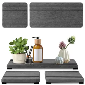 3PCS Water Absorbing Stone Tray, Drying Neat Diatomite Stone Sink Tray, Instant Dry Sink Coasters, Bathroom Sponge Hand Soap Holder, Countertop Fast Drying Counter Tray.