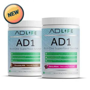 AD1 All in One Superfood Solution - Complete Fruit and Vegetable Complex Plus Antioxidants, Collagen, Shilajit, Sea Moss, Ashwaganda and Berberine (24 Servings)