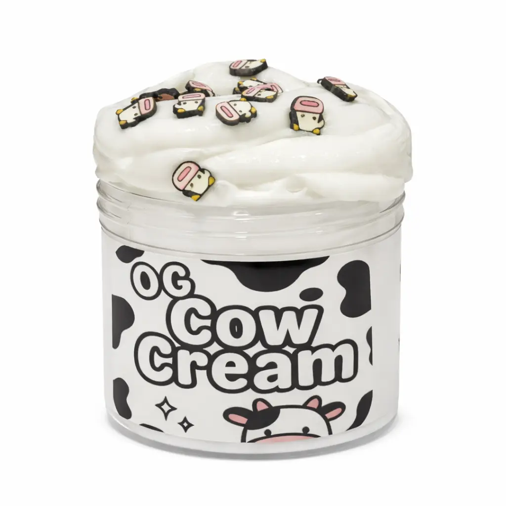 OG Cow Cream Slime - 8oz Thick Glossy White Smooth Non-Toxic Stress Reliever, Sweet Creamy Milk Scent, Tiny Cow Add-Ins, Cozy Vibe Stress Relief Toy