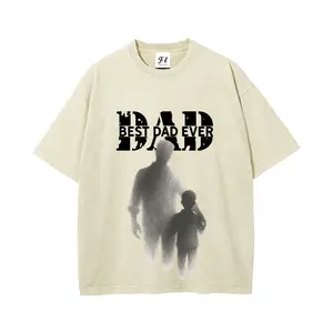 Best Dad Ever Father's Day Gift Washable Direct-to-Garment Tee Vintage 260g Heavyweight Cotton Unisex Casual Streetwear Shirt