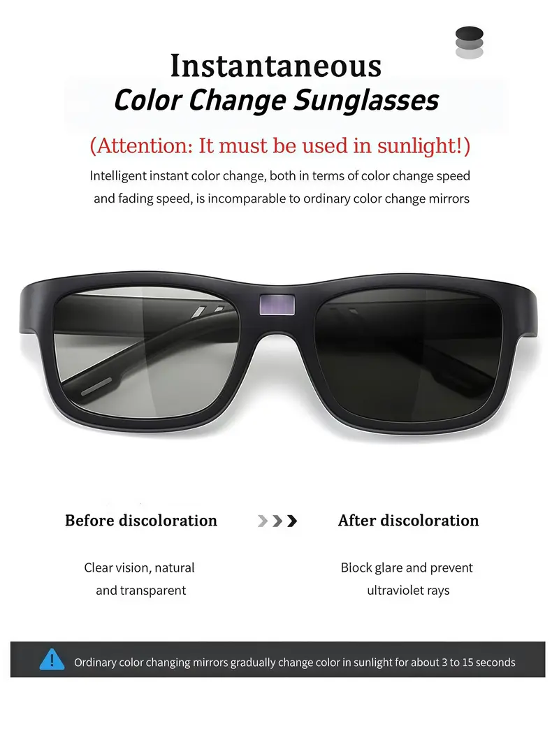 Paleshy Square Color-Changing Polarized Sunglasses for Adults, UV Protection Smart Photochromic Auto-Tint Men's Eyewear, Lightweight TR Frame, Durable Fashion Accessories with Wearable Card, Accessories Adults Paleshy Square Color-Changing Polarized Sunglasses for Adults, UV Protection Smart Photochromic Auto-Tint Men's Eyewear, Lightweight TR Frame, Durable Fashion Accessories with Wearable Card, Accessories Adults