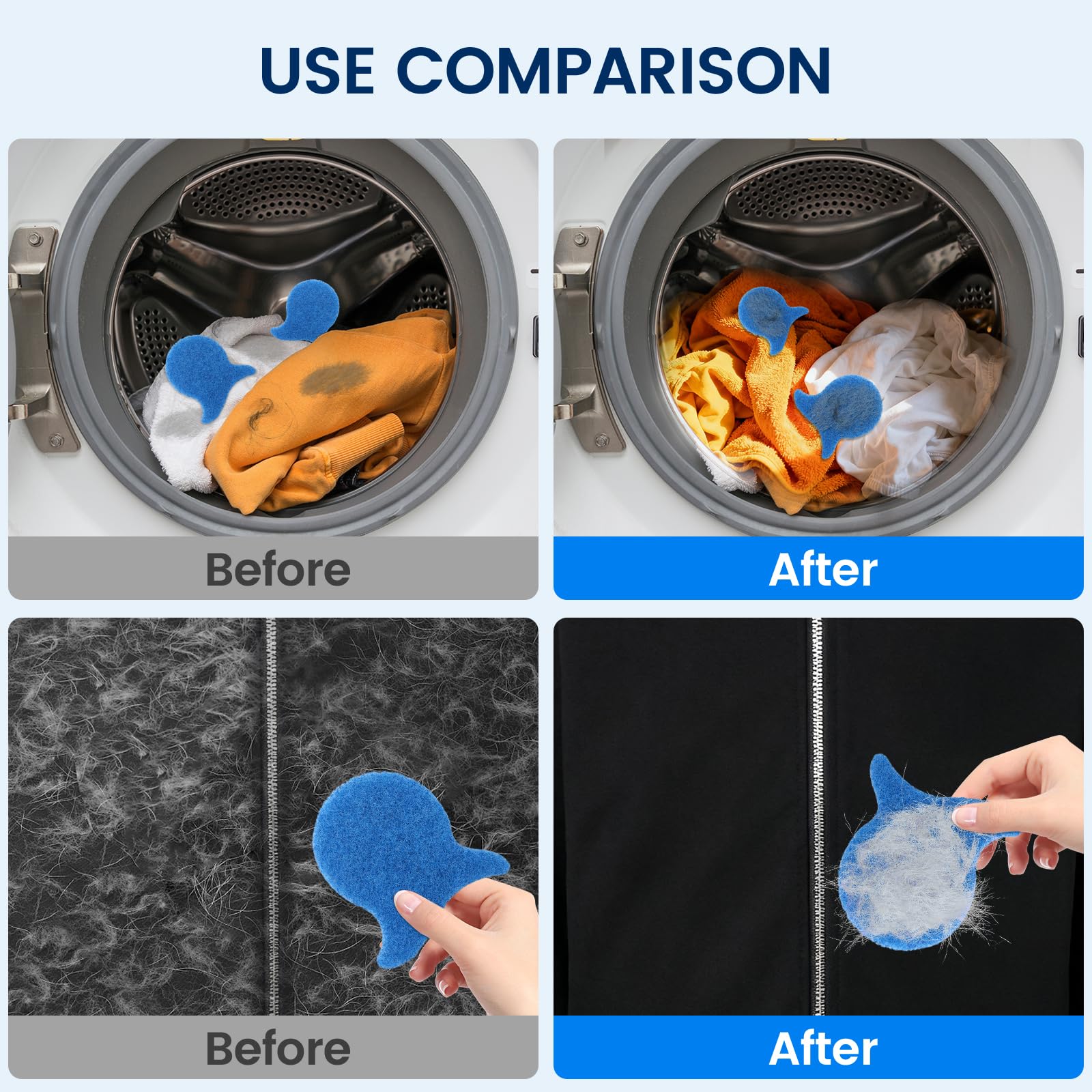 【Sohochic】5 PCS Pet Hair Remover Laundry Balls - Reusable Washing Machine Hair Catcher, Thick Lint Remover Sponge Balls, Fish Shape, Washing Machine Cleaner, Removes Dog/Cat Fur from Clothes, Home Laundry Tool Accessory