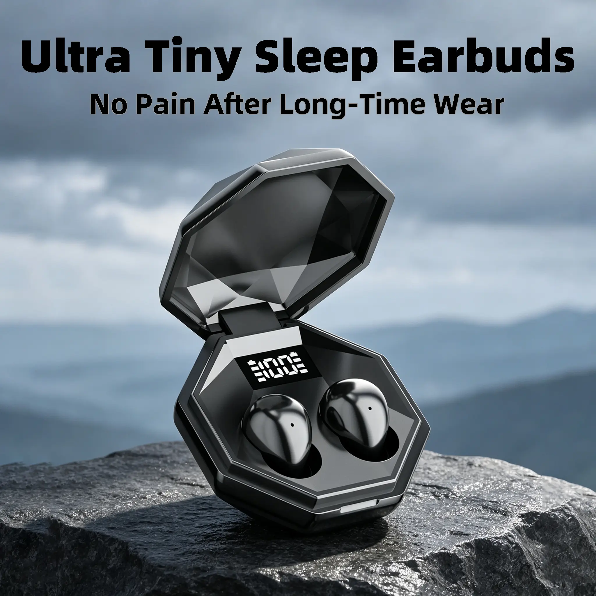 Ultra-Mini Invisible Wireless In-Ear Sleep Earbuds - Curved Ergonomic Shell for Stable Wear, Delicate Balanced Transparent Sound, Digital-Readout Charging Case - Ideal for Travel, Office Relaxing Breaks