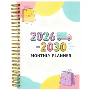 2026 - 2030 Monthly Planner/Calendar - From January 2026 to December 2030, a 5-year monthly planner, annual calendar plan, monthly labels, 60-month calendar, 5.5 inches x 8.3 inches, 71 sheets/142 pages thick paper, elastic cover