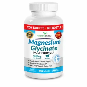 MAGNESIUM GLYCINATE 400 MG – 200 TABLETS – HIGH ABSORPTION | MADE IN USA