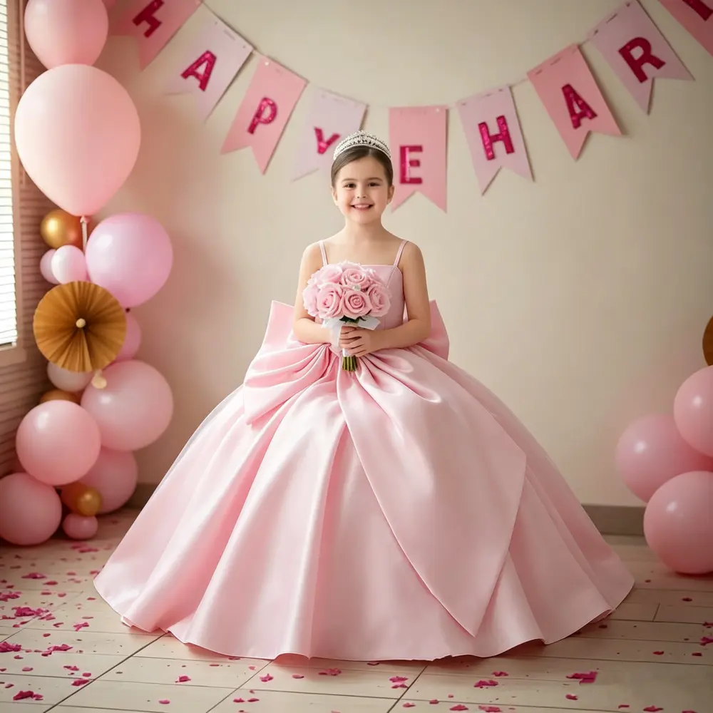 Girls' 830 Formal Maxi Dress - Floral & Plain Sleeveless Girls Clothes for Wedding, Piano Performance, Birthday Princess Occasions