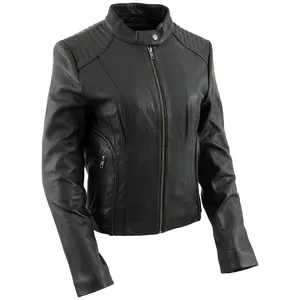 Milwaukee Leather Women's Premium Leather Fashion Biker Style Jackets w/ Mandarin Collar