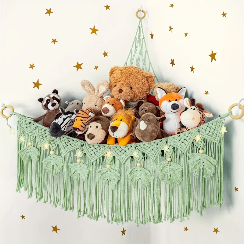 Plush Toy Net Hanging Storage Bag Hanging Basket Room Corner Hanging Doll Hammock Bedroom Decoration Room Organization Products Halloween and Christmas Storage Net